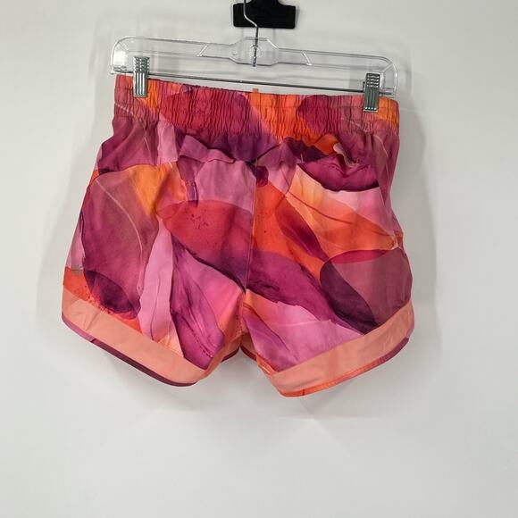 Athleta Printed Mesh Racer Run Shorts 4” Make a Splash Warm Built-In Brief - Picture 3 of 5